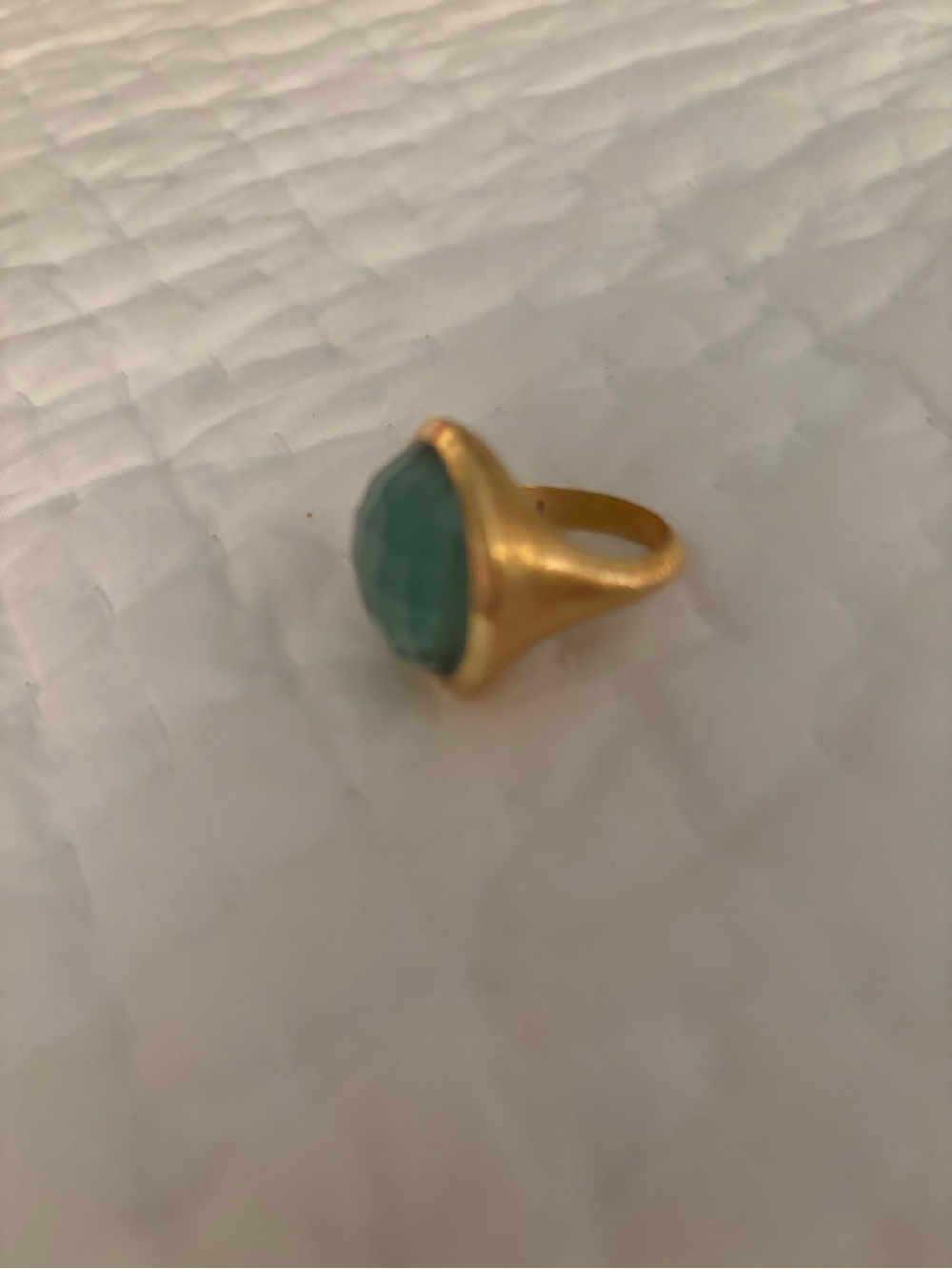 Frances Valentine Aqua Blue Dome Ring Gold Band